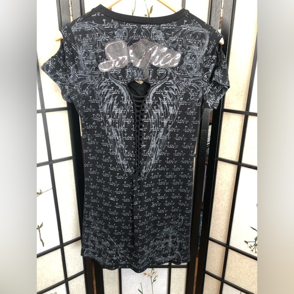 4 for 25$ Long T-Shirt / Mini Dress. Cut Out Woven Lacing. Size Large. - Picture 6 of 10